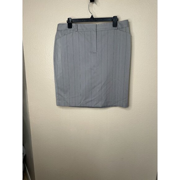 NWT Attention Womens Gray Skirt 14 pencil vintage Zipper button Polyester stripe - Picture 1 of 9